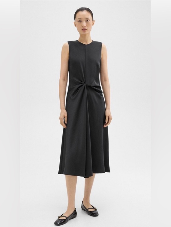 Theory Dresses & Skirts - Theory Black Sleeveless Knot-Detail Midi Dress